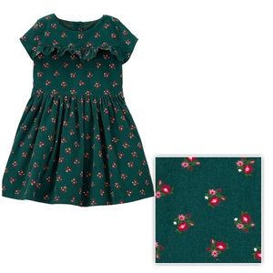 Corduroy green short sleeved Carters 2T dress